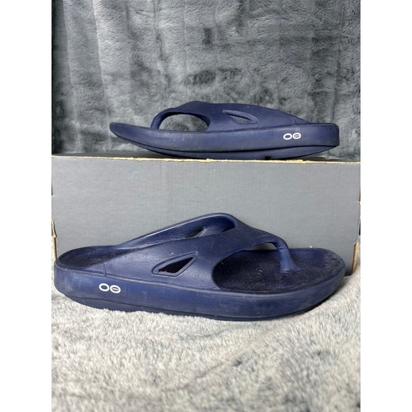 OOFOS Other - Oofos OOriginal Recovery Sandals Navy Blue Thong Flip Flops Mens 7 Womens 9